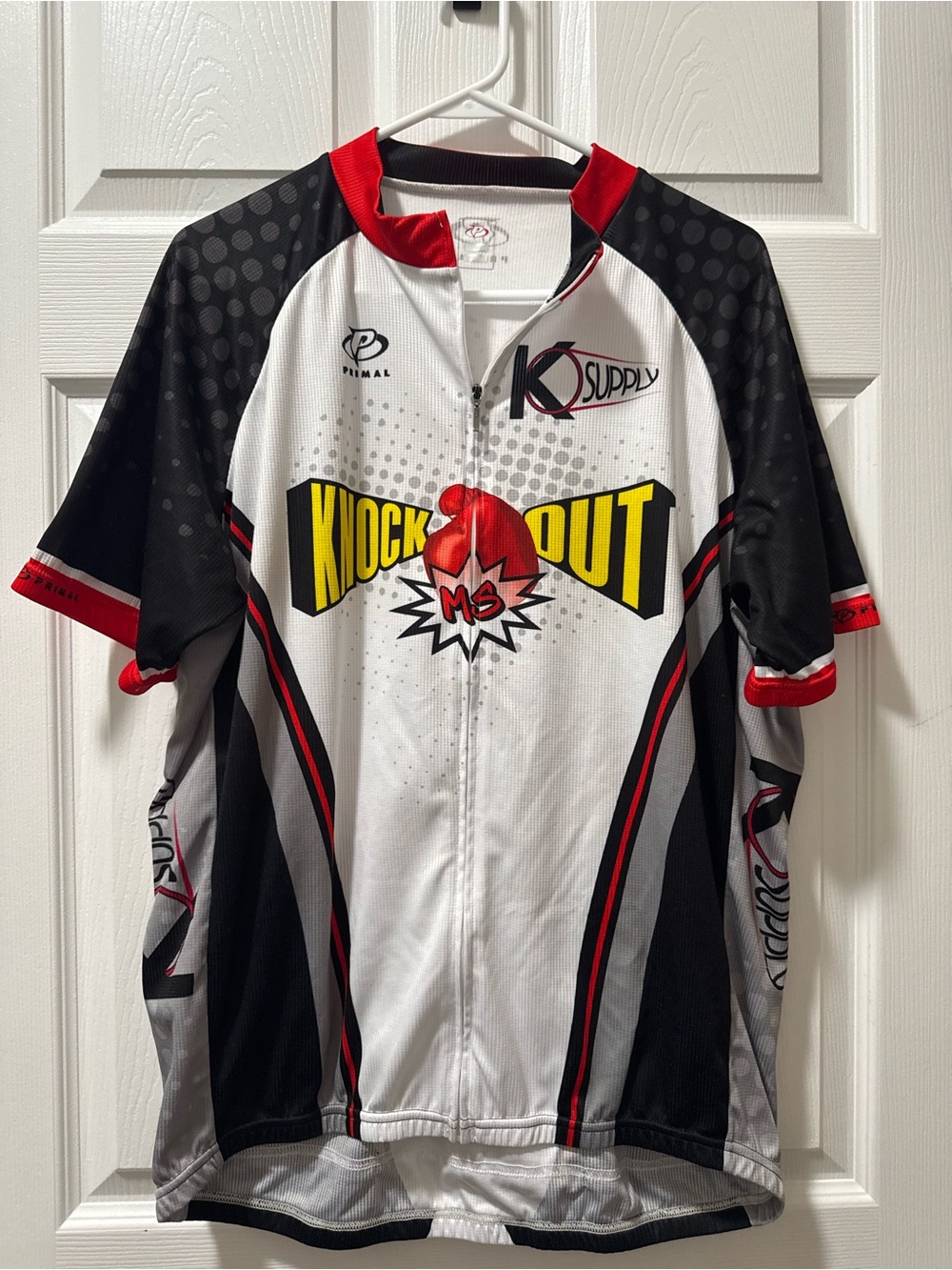 Knock Out M3 Cycling Jersey with KS Supply Logo - White, Black & Red